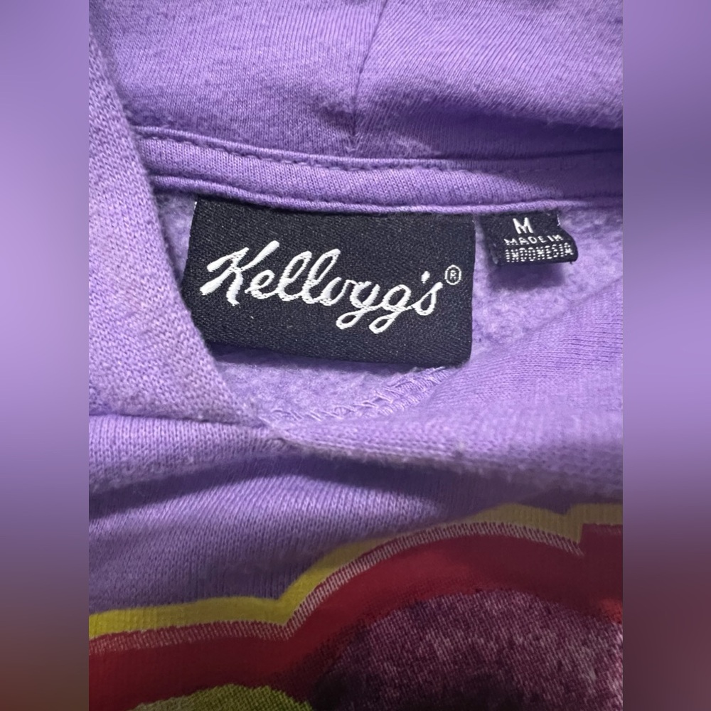 Kellogg's Sweatshirt Purple Fruit Loops Long Sleeve Hoodie Size Medium - Picture 7 of 9